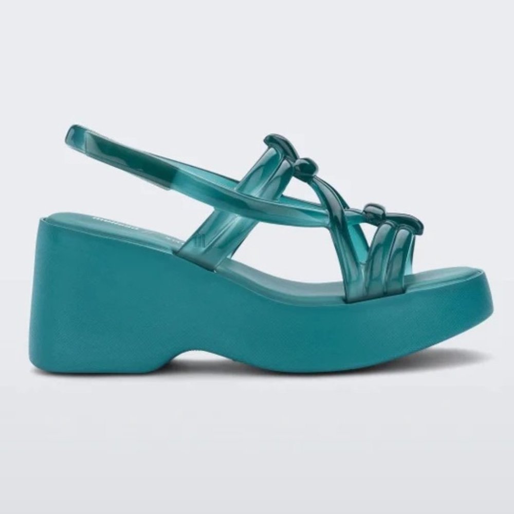 MELISSA SOHO PLATFORM JELLY SANDALS, TURQUOISE/GREEN, SIZE 7!